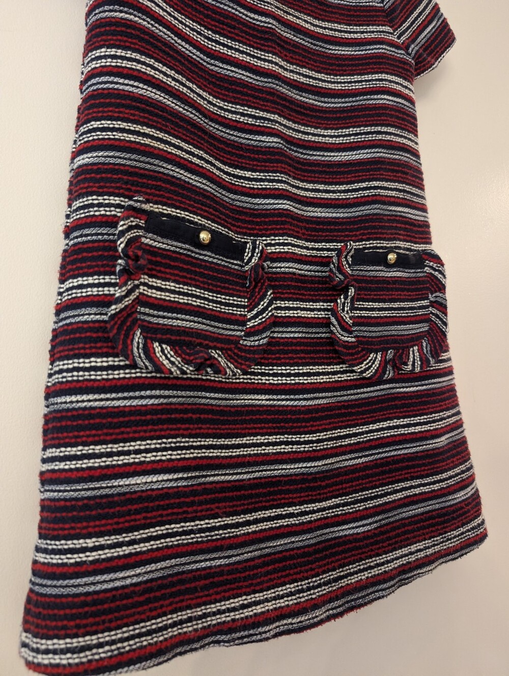 Janie and Jack Navy and Red Boucle Dress with pockets - Picture 3 of 6